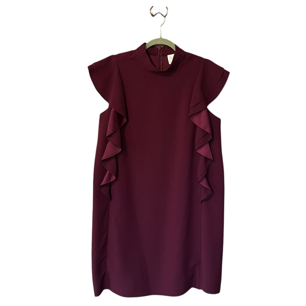 Kate Spade Burgundy Ruffle Sleeveless Women’s Shift Dress Sz 12